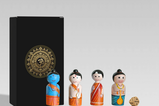 Ramayan Character Playing Tokens & Dice – Handcrafted Wooden Collectibles